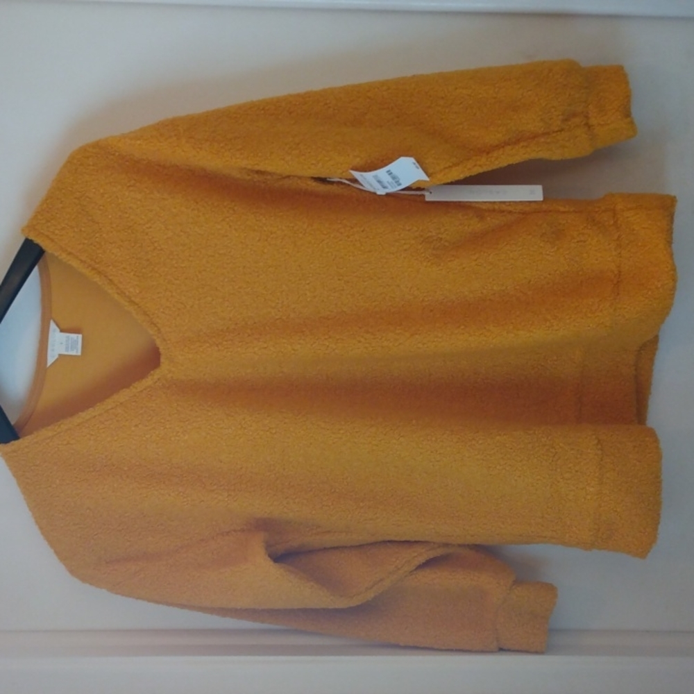 Caslon yellow Sherpa Shearling Teddy Sweater Size Small - Picture 4 of 11